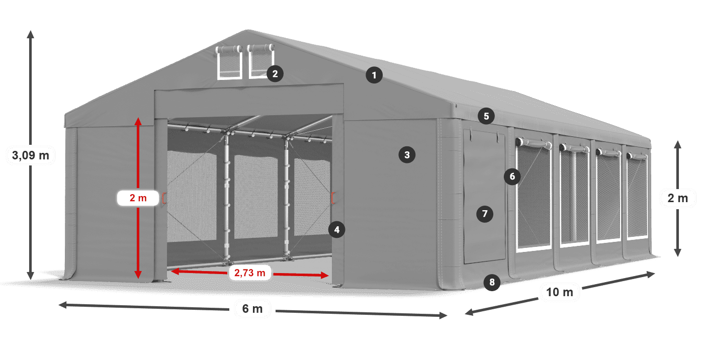 Krov: FR 620 PVC Zidovi: SD 500 PVC Legenda od 2 m