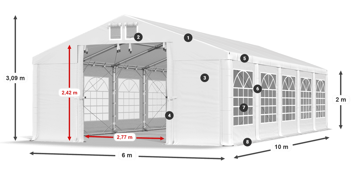 Krov: MS 580 PVC Zidovi: FR 620 PVC Legenda od 2 m