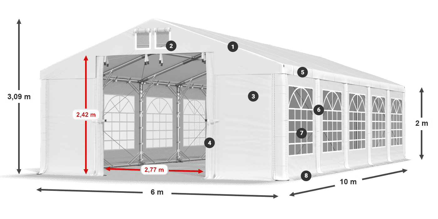 Krov: MS 580 PVC Zidovi: FR 620 PVC Legenda od 2 m