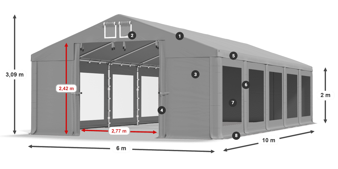 Krov: MS 580 PVC Zidovi: MS 580 PVC Legenda od 2 m