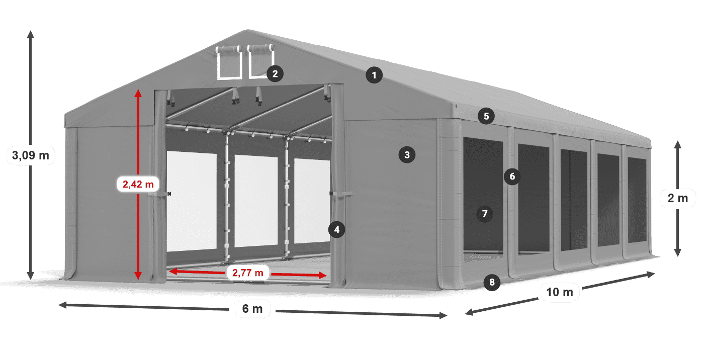 Krov: MS 580 PVC Zidovi: MS 580 PVC Legenda od 2 m