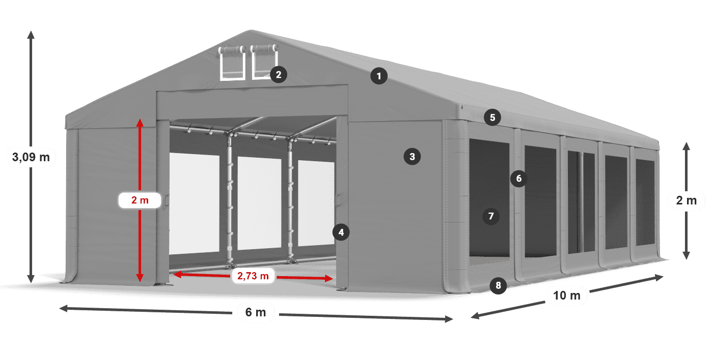 Krov: MS 580 PVC Zidovi: MS 580 PVC Legenda od 2 m