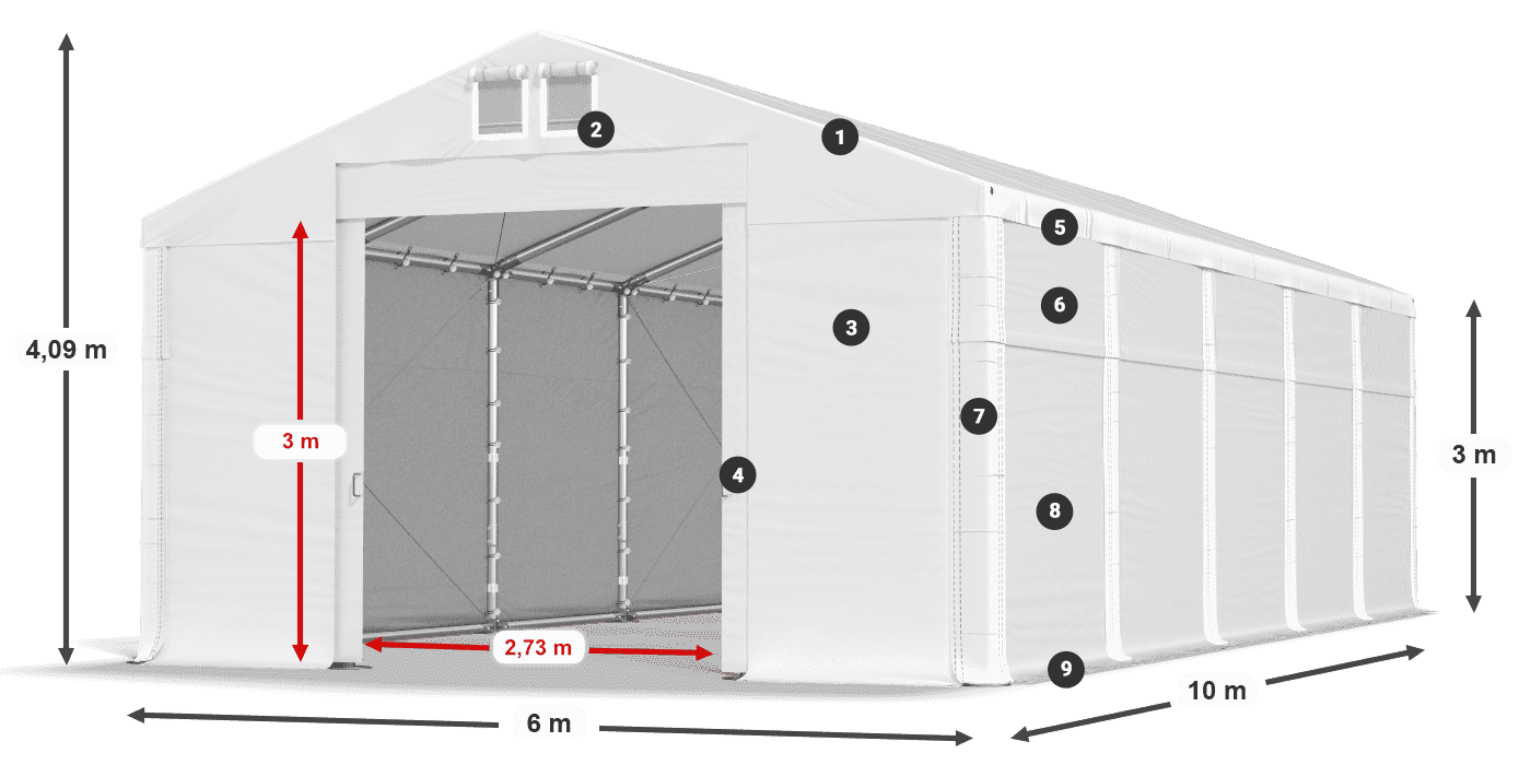 Krov: MS 580 PVC Zidovi: FR 620 PVC Legenda od 3 m
