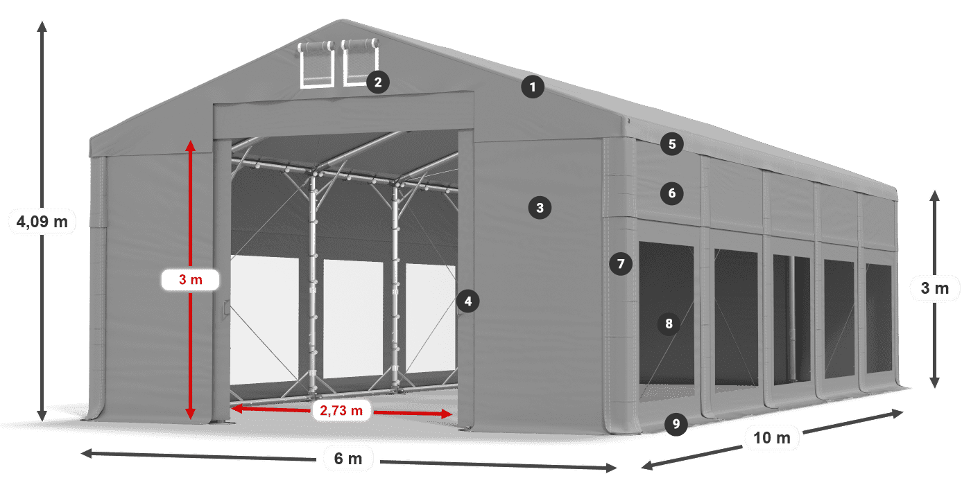 Krov: MS 580 PVC Zidovi: MS 580 PVC Legenda od 3 m