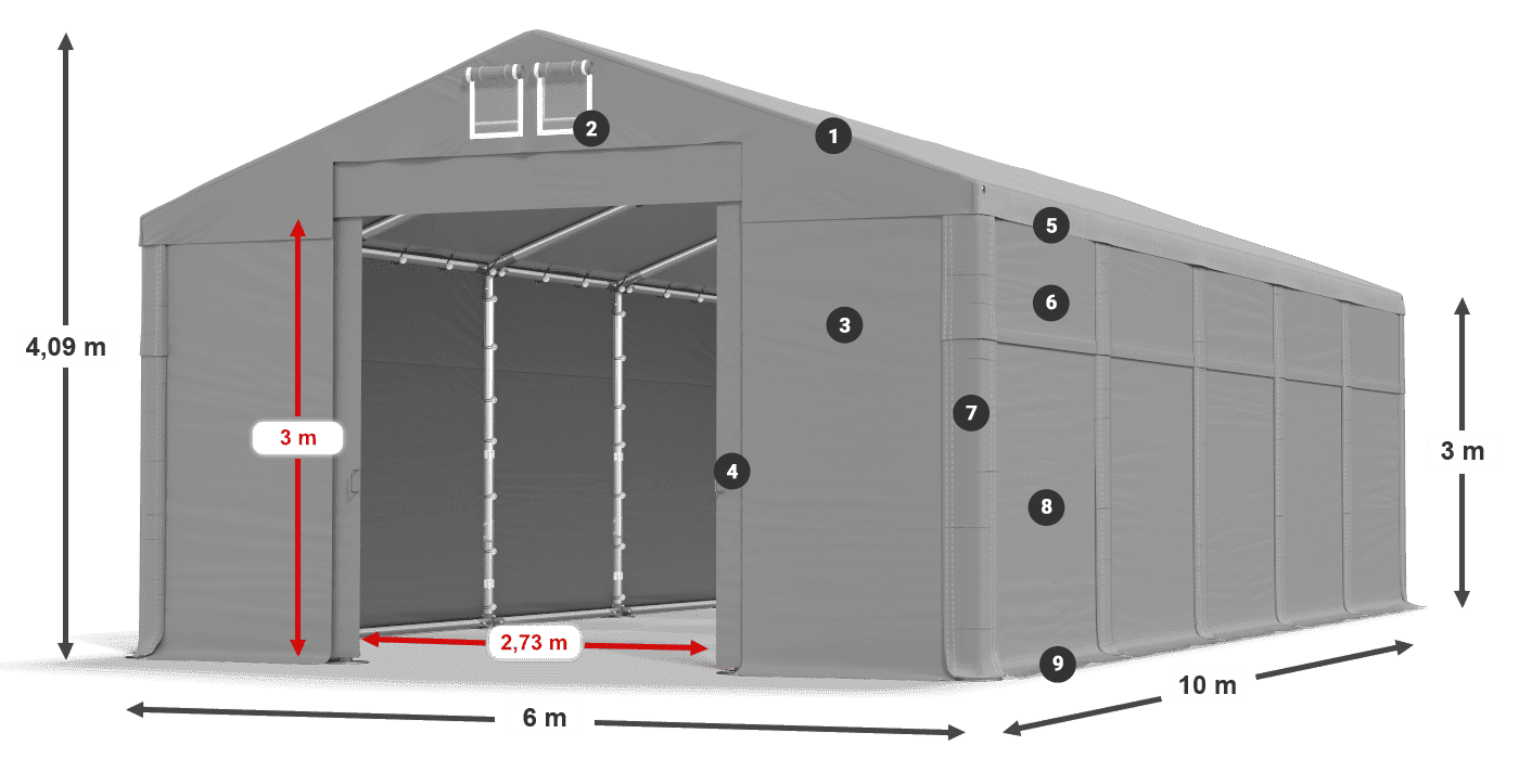 Krov: MS 580 PVC Zidovi: SD 500 PVC Legenda od 3 m