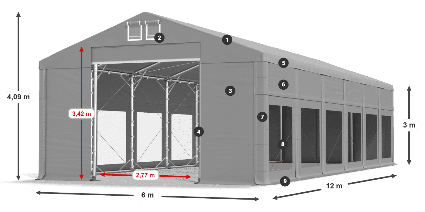 Krov: MS 580 PVC Zidovi: MS 580 PVC Legenda od 3 m