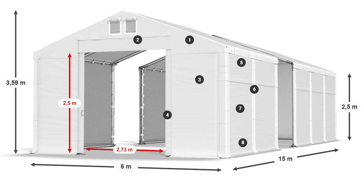 Krov: FR 620 PVC Zidovi: MS 580 PVC 2,5 m legenda