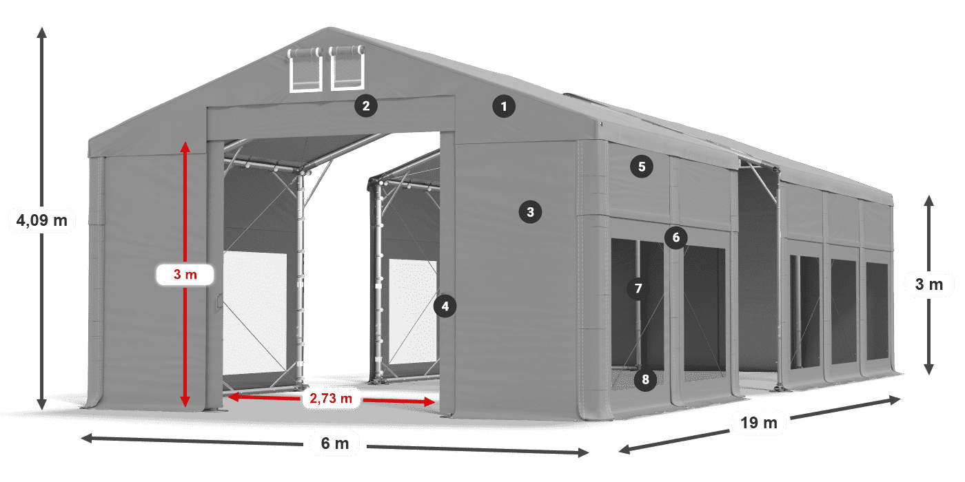 Krov: MS 580 PVC Zidovi: MS 580 PVC Legenda od 3 m
