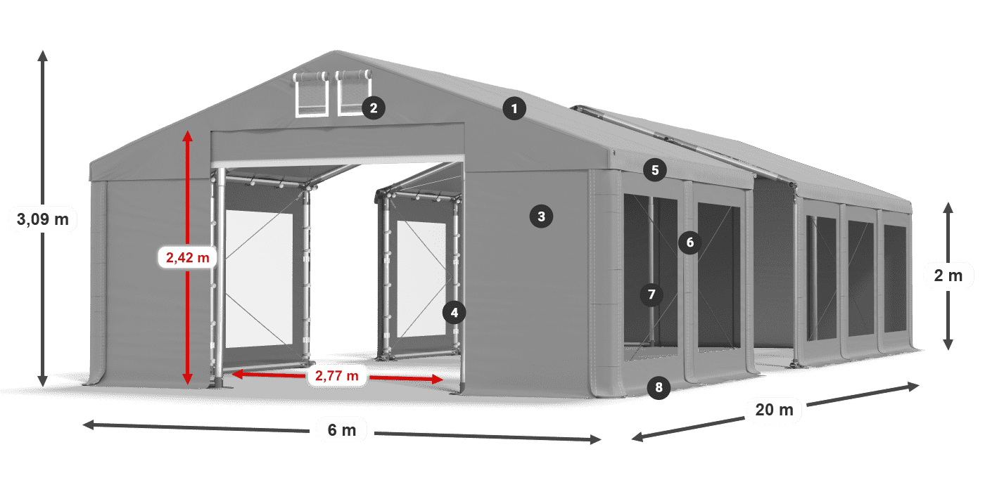 Krov: MS 580 PVC Zidovi: MS 580 PVC Legenda od 2 m