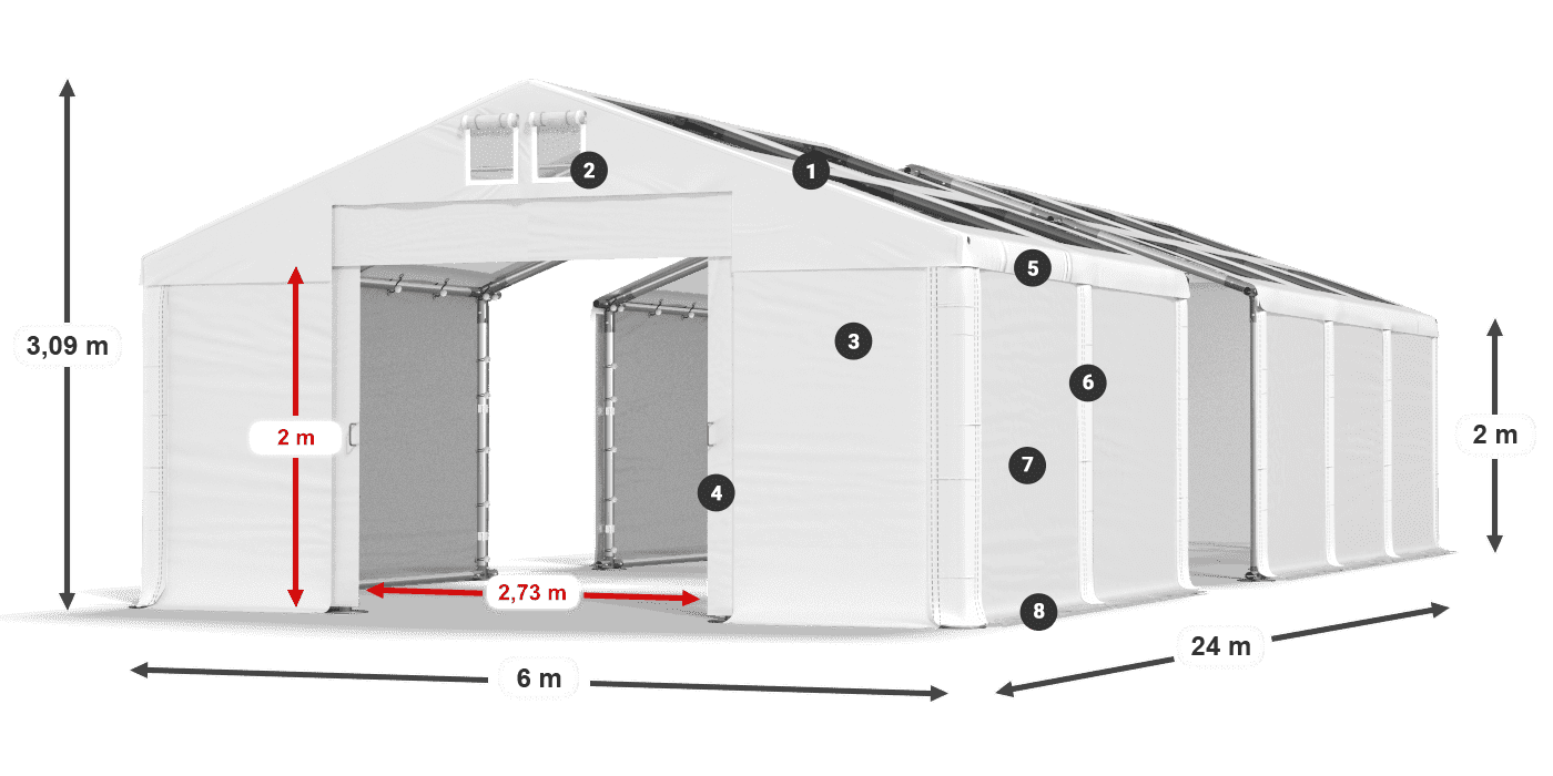 Krov: MS T 580 PVC Zidovi: FR 620 PVC Legenda od 2 m