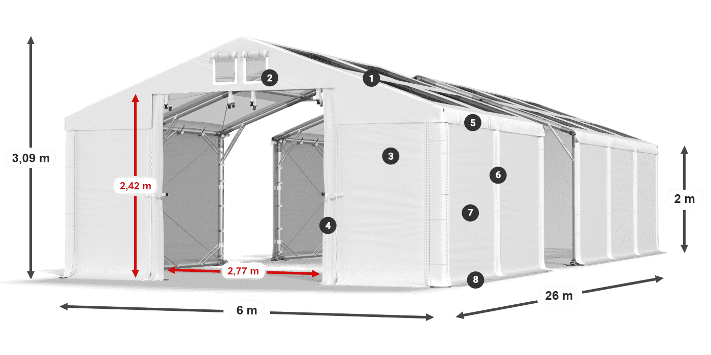 Krov: MS T 580 PVC Zidovi: FR 620 PVC Legenda od 2 m