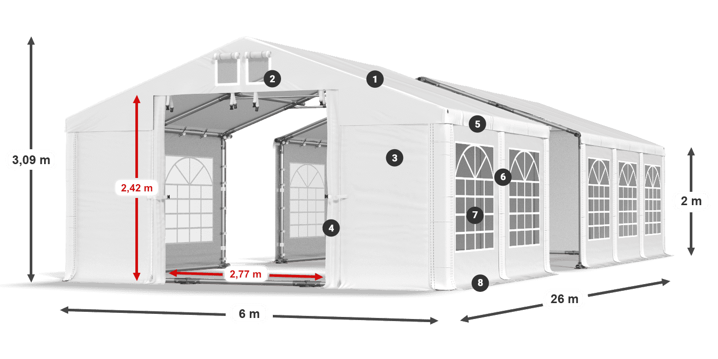 Krov: MS 580 PVC Zidovi: FR 620 PVC Legenda od 2 m