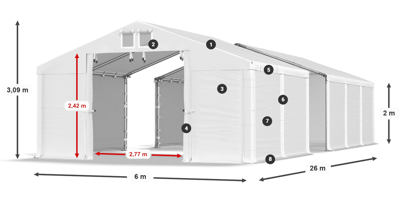 Krov: MS 580 PVC Zidovi: SD 500 PVC Legenda od 2 m