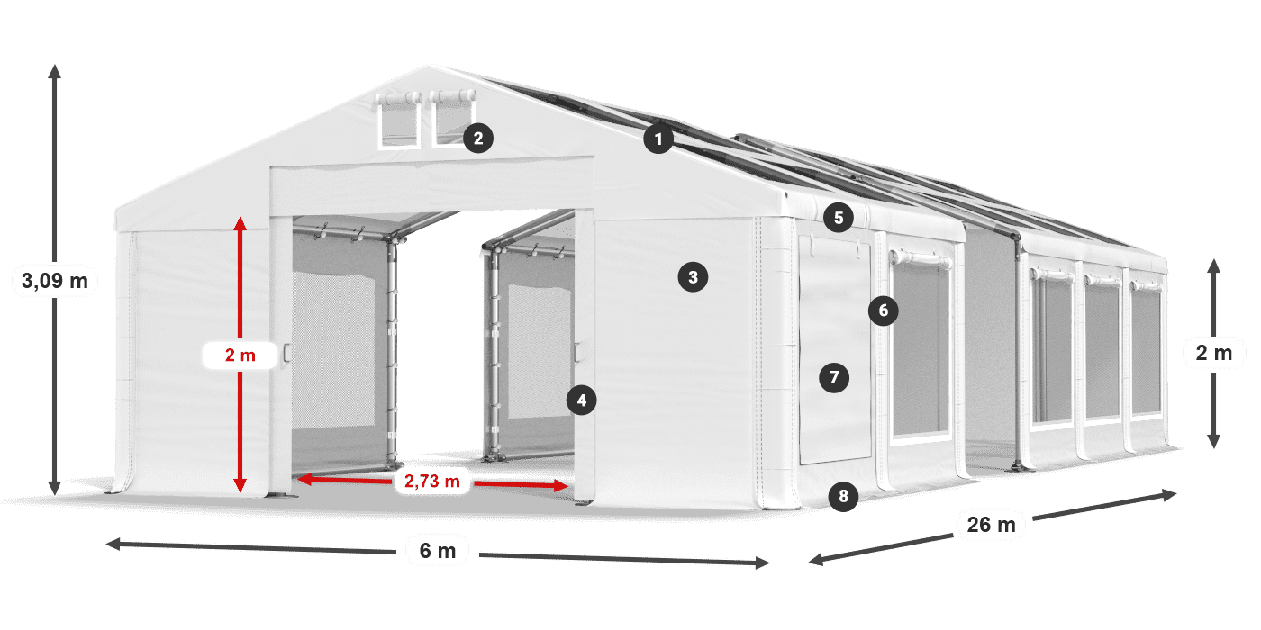 Krov: MS T 580 PVC Zidovi: SDM 500 PVC 2m legenda