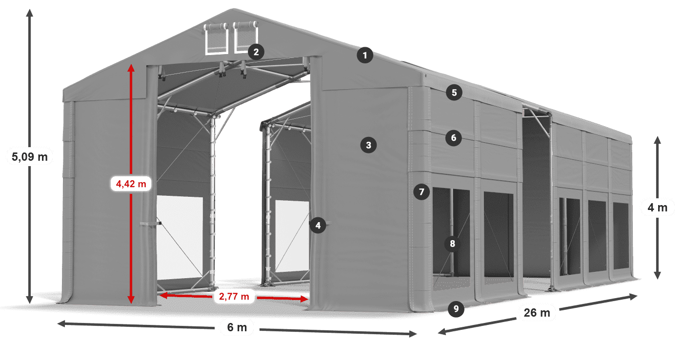 Krov: MS 580 PVC Zidovi: MS 580 PVC Legenda od 4 m