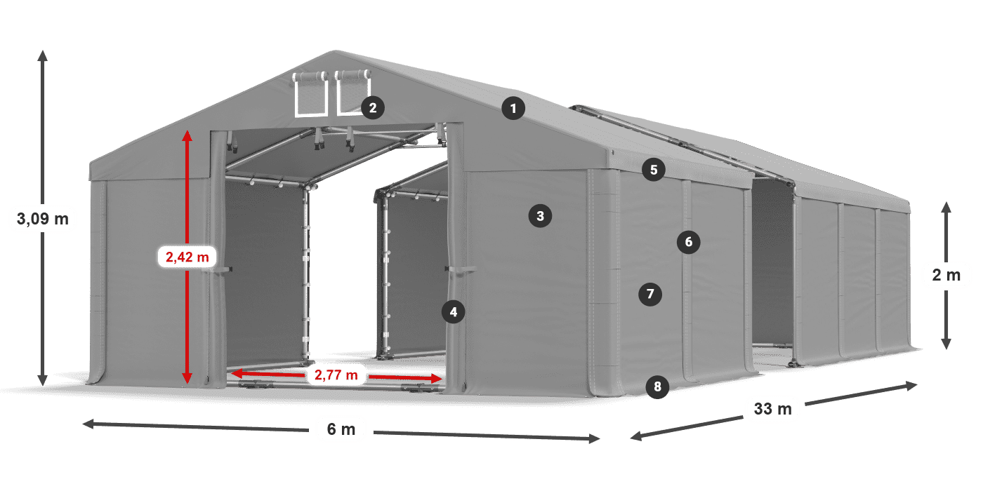 Krov: FR 620 PVC Zidovi: SD 500 PVC Legenda od 2 m