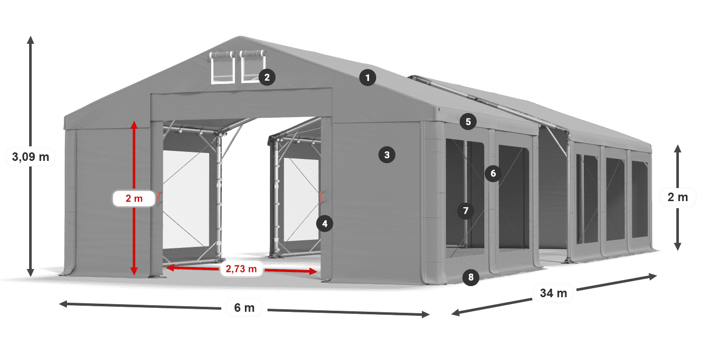 Krov: MS 580 PVC Zidovi: MS 580 PVC Legenda od 2 m