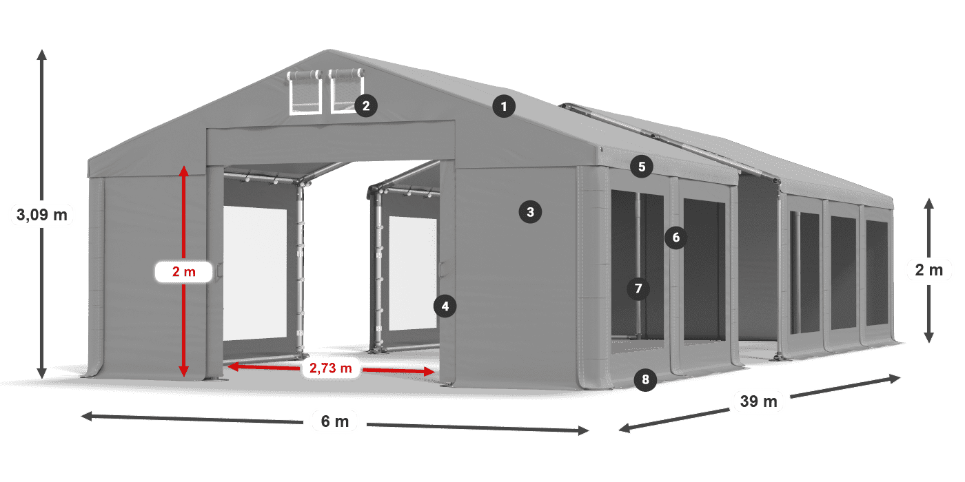 Krov: MS 580 PVC Zidovi: MS 580 PVC Legenda od 2 m