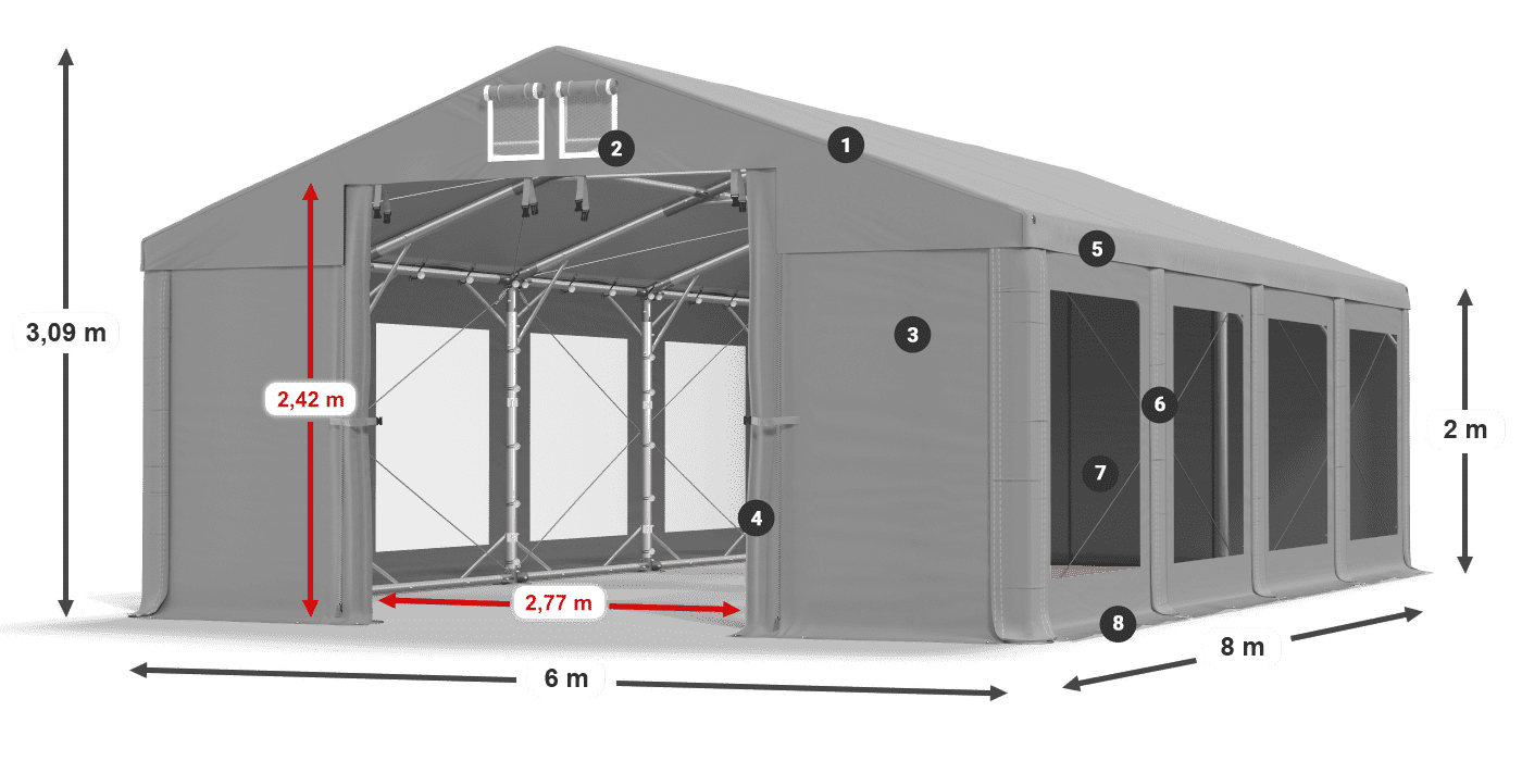 Krov: FR 620 PVC Zidovi: MS 580 PVC Legenda od 2 m
