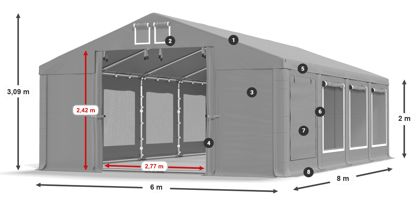 Krov: FR 620 PVC Zidovi: SD 500 PVC Legenda od 2 m