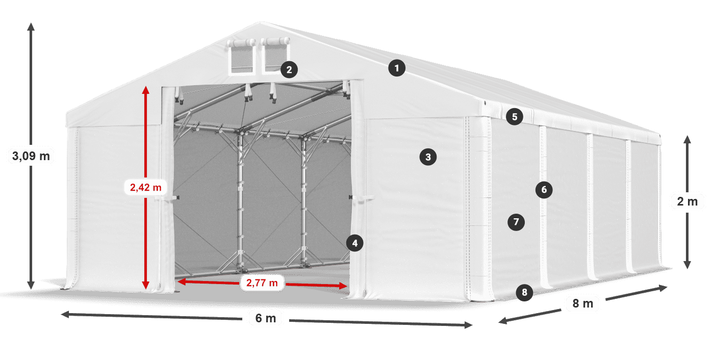 Krov: MS 580 PVC Zidovi: SD 500 PVC Legenda od 2 m