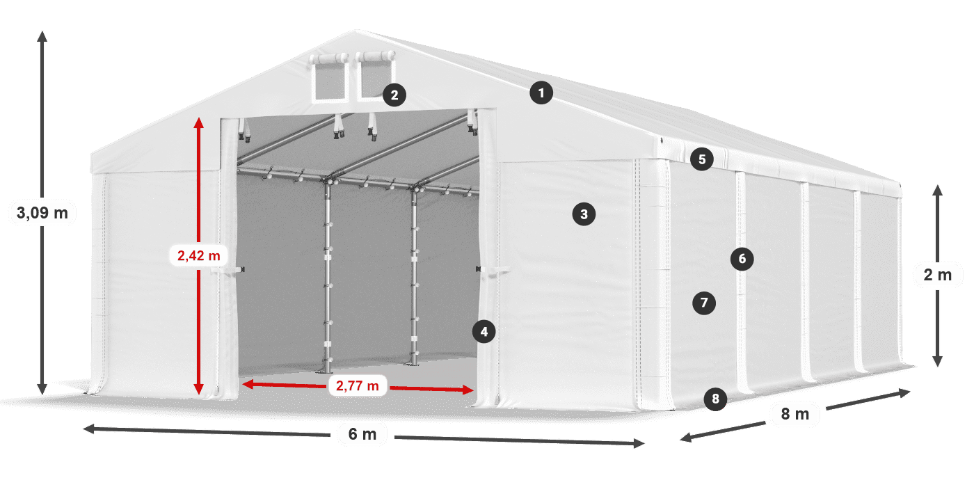 Krov: MS 580 PVC Zidovi: SD 500 PVC Legenda od 2 m