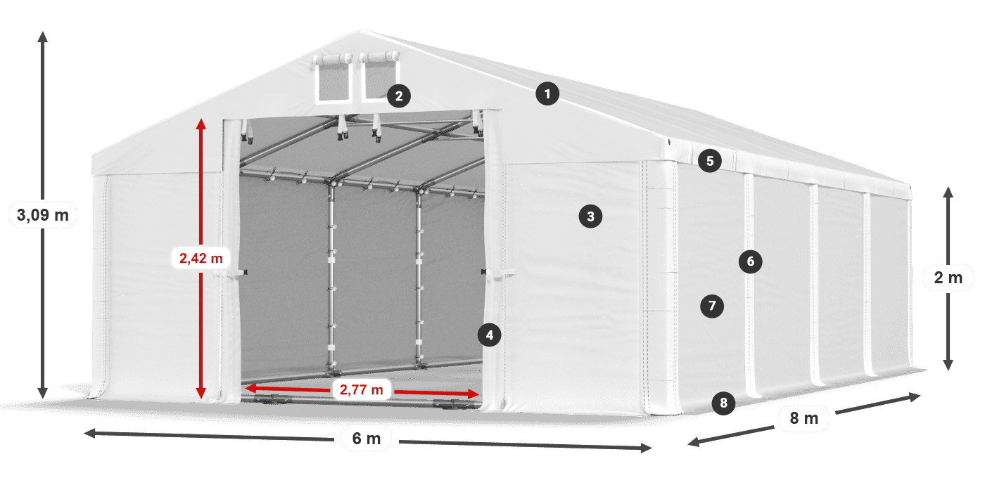 Krov: MS 580 PVC Zidovi: SD 500 PVC Legenda od 2 m