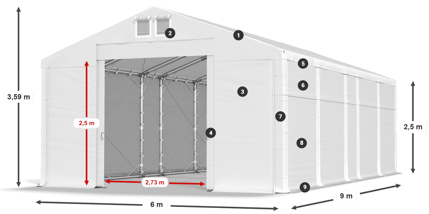 Krov: FR 620 PVC Zidovi: MS 580 PVC 2,5 m legenda