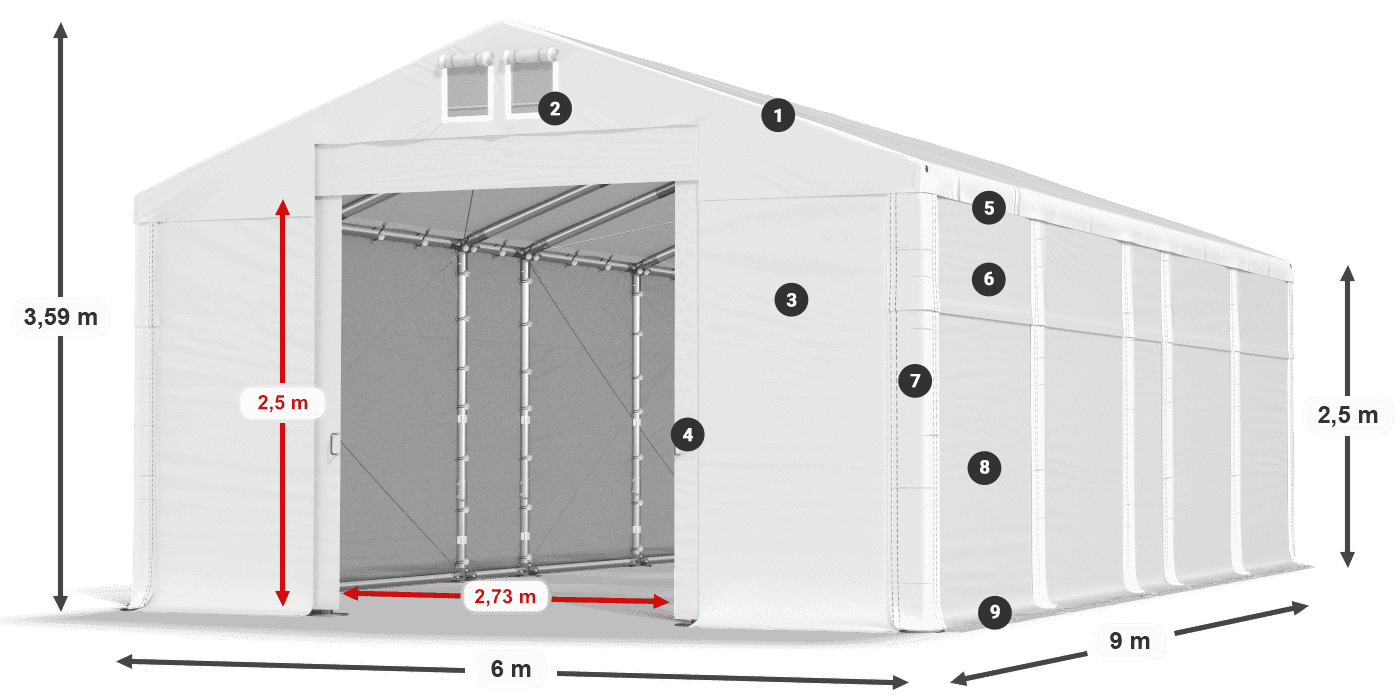 Krov: FR 620 PVC Zidovi: MS 580 PVC 2,5 m legenda