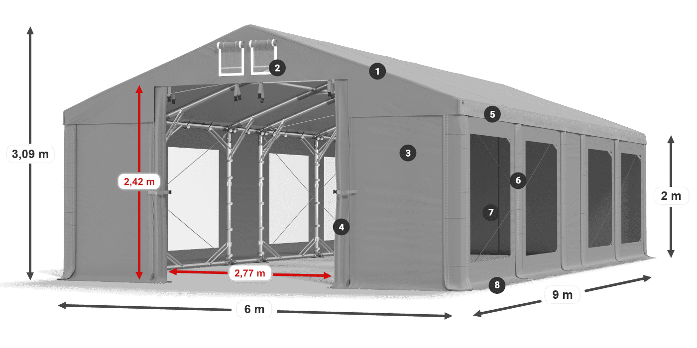 Krov: FR 620 PVC Zidovi: MS 580 PVC Legenda od 2 m