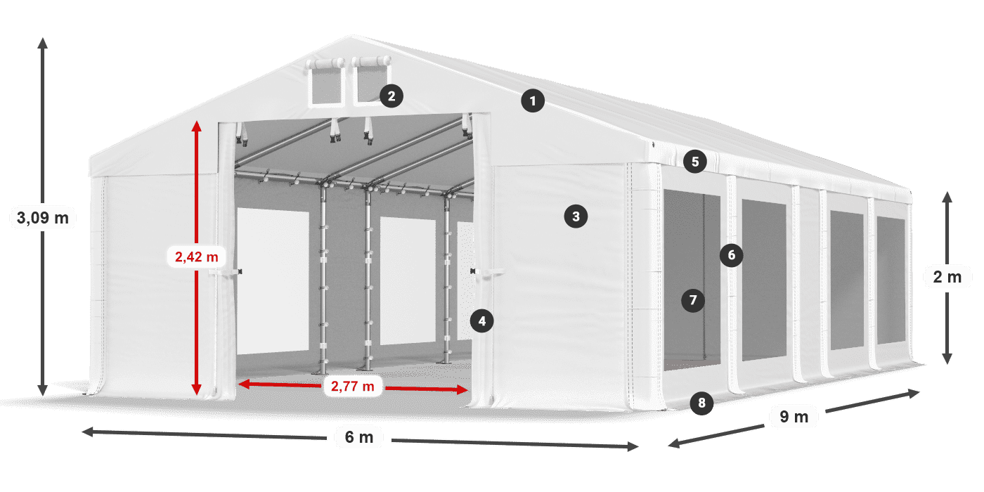 Krov: FR 620 PVC Zidovi: MS 580 PVC Legenda od 2 m