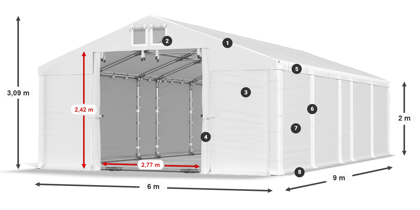 Krov: FR 620 PVC Zidovi: SD 580 PVC Legenda od 2 m