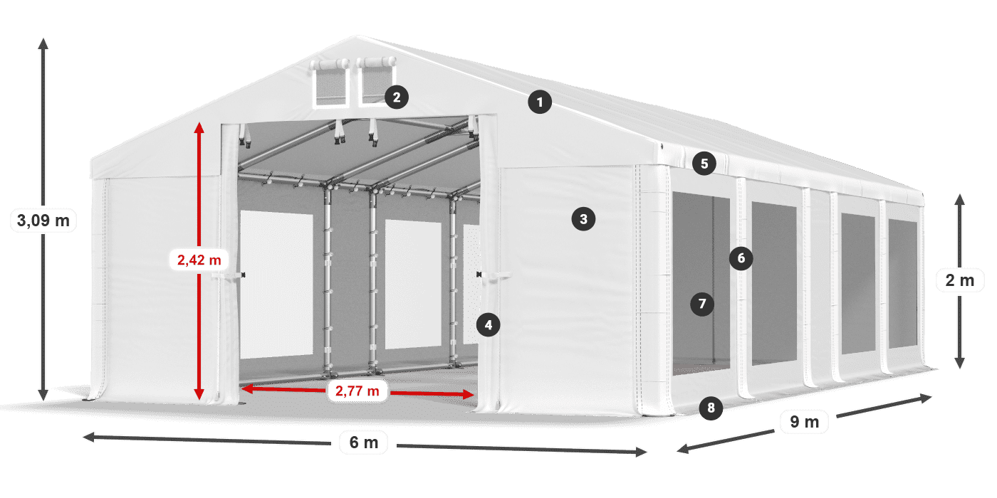 Krov: FR 620 PVC Zidovi: MS 580 PVC Legenda od 2 m