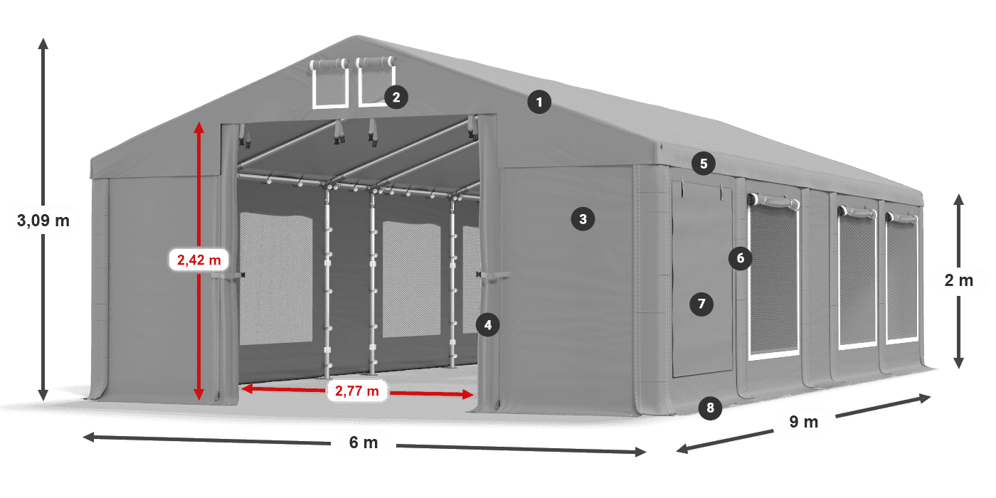 Krov: FR 620 PVC Zidovi: SD 500 PVC Legenda od 2 m