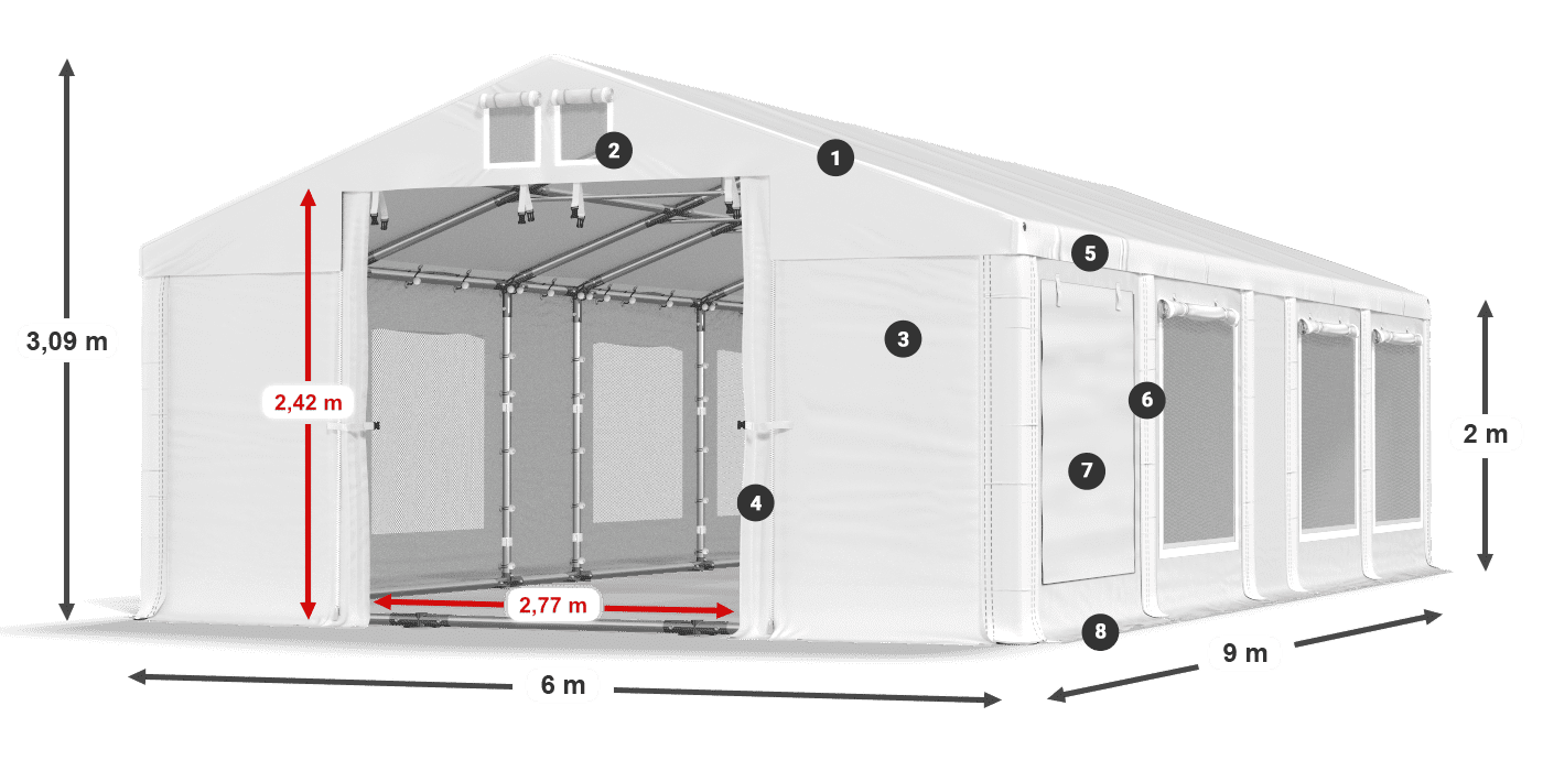 Krov: FR 620 PVC Zidovi: SD 500 PVC Legenda od 2 m