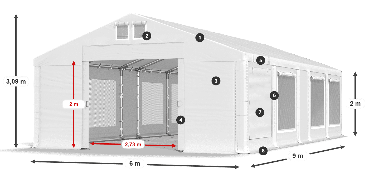 Krov: FR 620 PVC Zidovi: SD 500 PVC Legenda od 2 m
