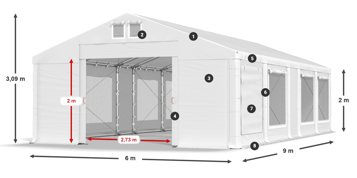 Krov: FR 620 PVC Zidovi: SD 500 PVC Legenda od 2 m