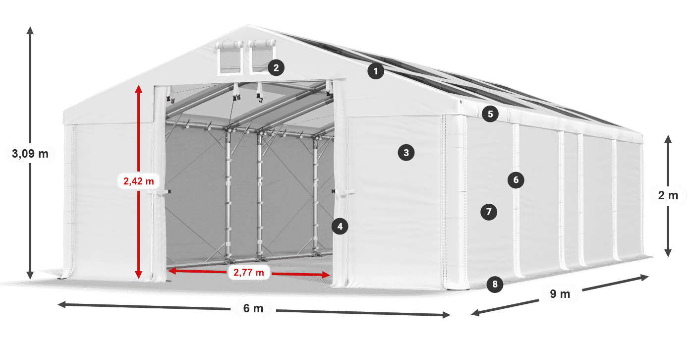 Krov: MS T 580 PVC Zidovi: FR 620 PVC Legenda od 2 m