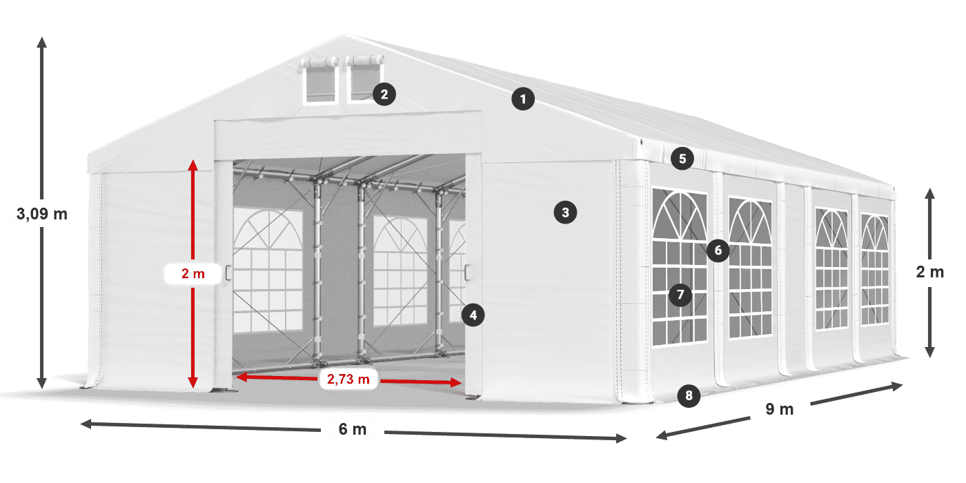 Krov: MS 580 PVC Zidovi: FR 620 PVC Legenda od 2 m