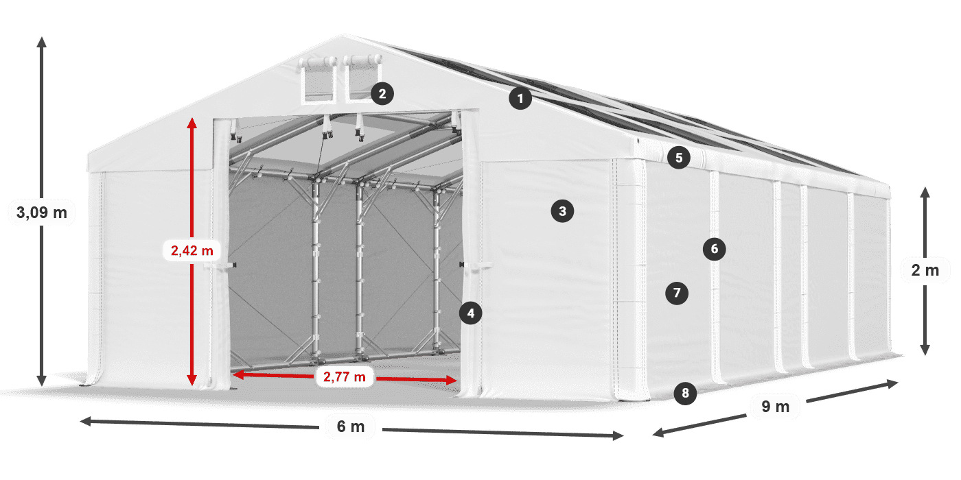 Krov: MS T 580 PVC Zidovi: FR 620 PVC Legenda od 2 m