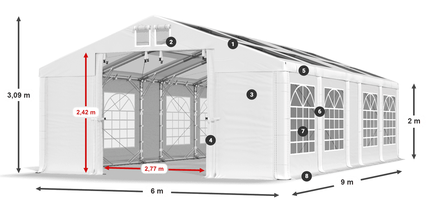 Krov: MS T 580 PVC Zidovi: FR 620 PVC Legenda od 2 m