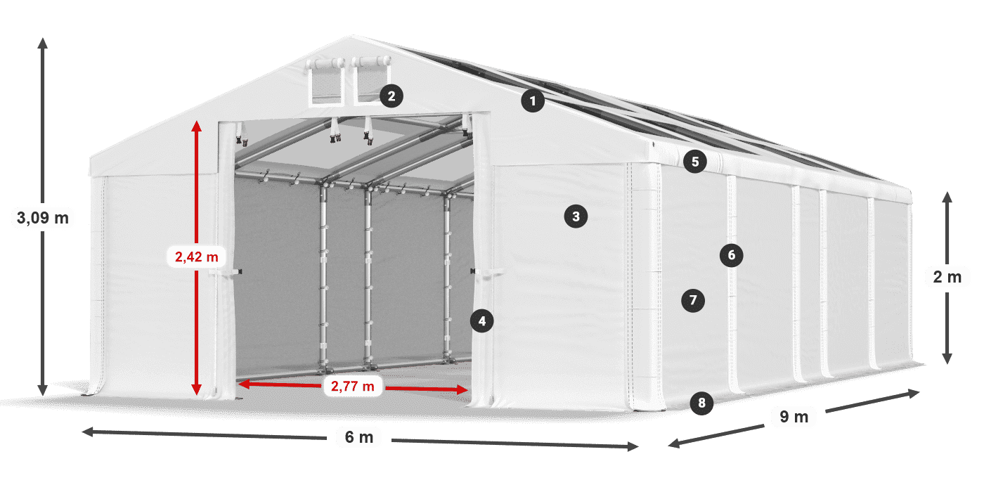 Krov: MS T 580 PVC Zidovi: FR 620 PVC Legenda od 2 m
