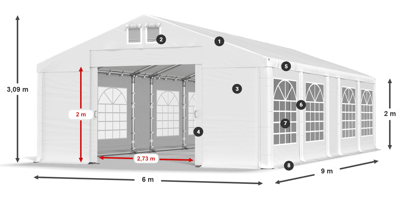 Krov: MS 580 PVC Zidovi: FR 620 PVC Legenda od 2 m