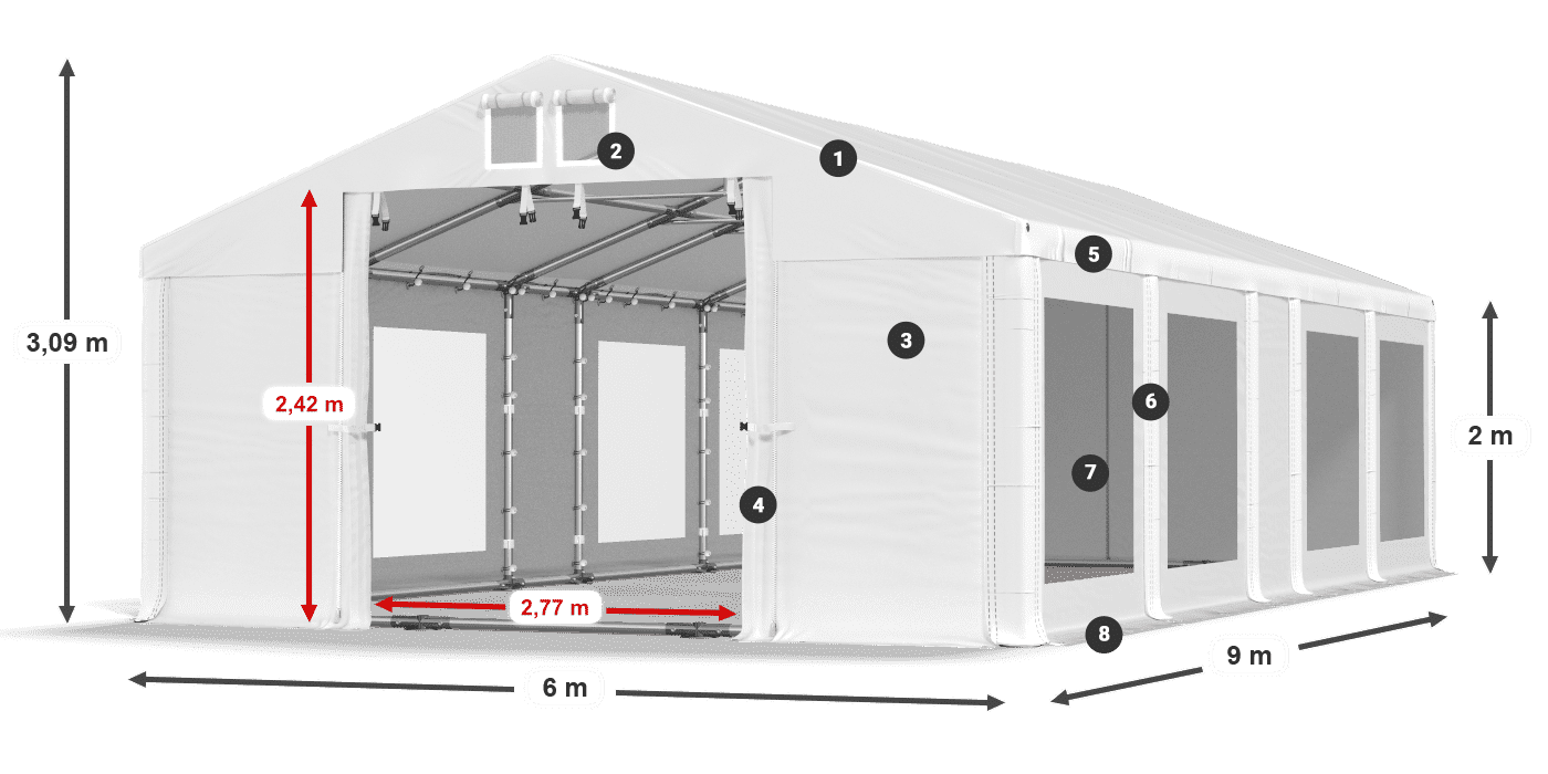 Krov: MS 580 PVC Zidovi: MS 580 PVC Legenda od 2 m