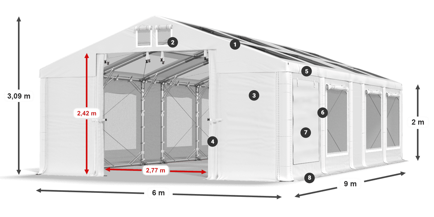Krov: MS T 580 PVC Zidovi: SDM 500 PVC 2m legenda