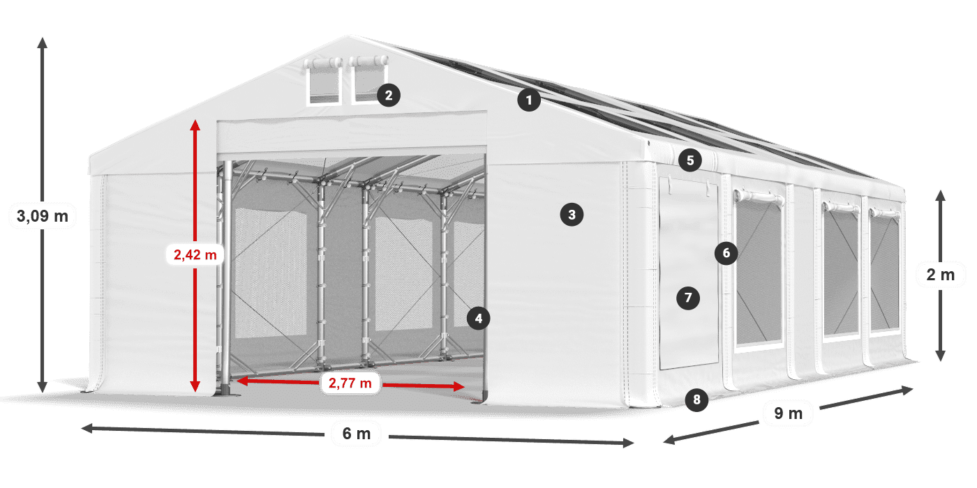 Krov: MS T 580 PVC Zidovi: SDM 500 PVC 2m legenda