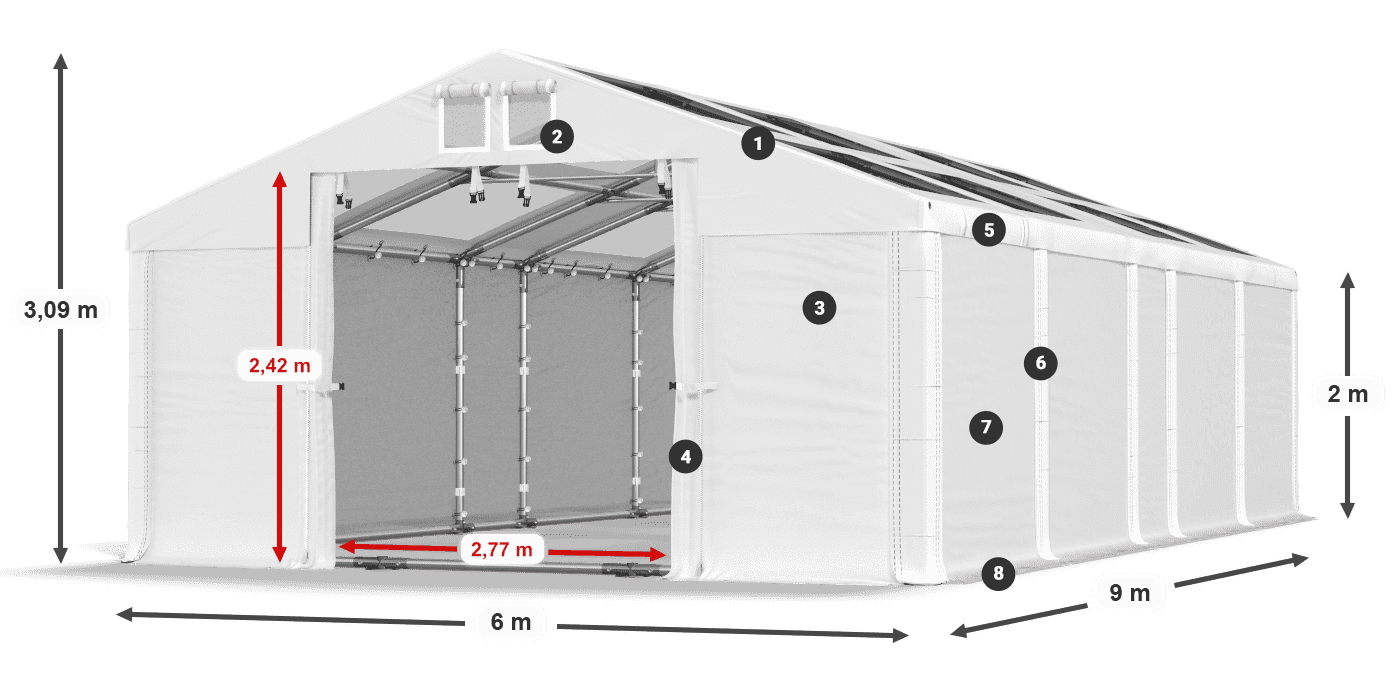 Krov: MS T 580 PVC Zidovi: SD 500 PVC Legenda od 2 m