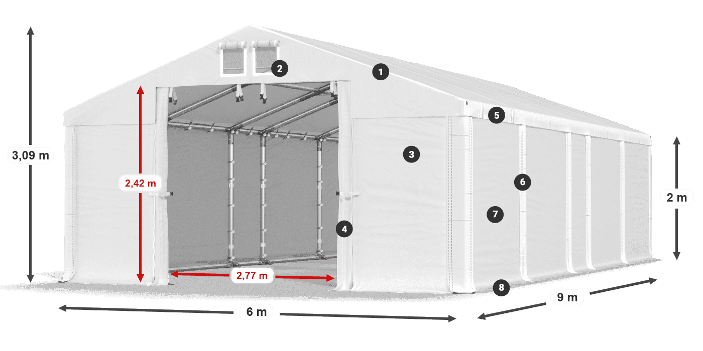 Krov: MS 580 PVC Zidovi: SD 500 PVC Legenda od 2 m