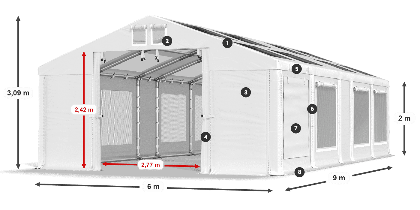 Krov: MS T 580 PVC Zidovi: SDM 500 PVC 2m legenda