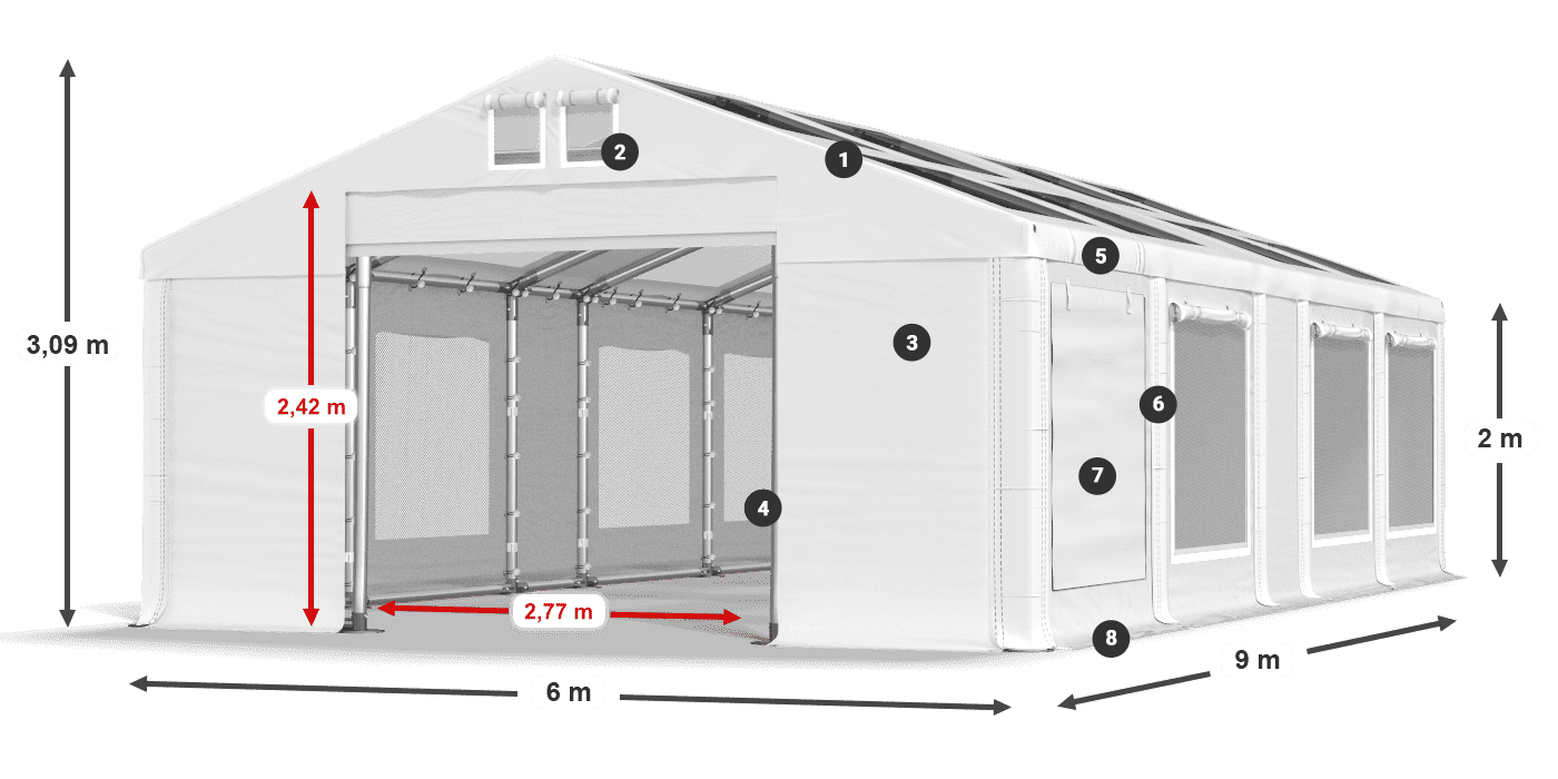 Krov: MS T 580 PVC Zidovi: SDM 500 PVC 2m legenda